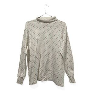 L.L Bean White/Multicolour Pattern Cotton Turtleneck Long Sleeve Top Size XL